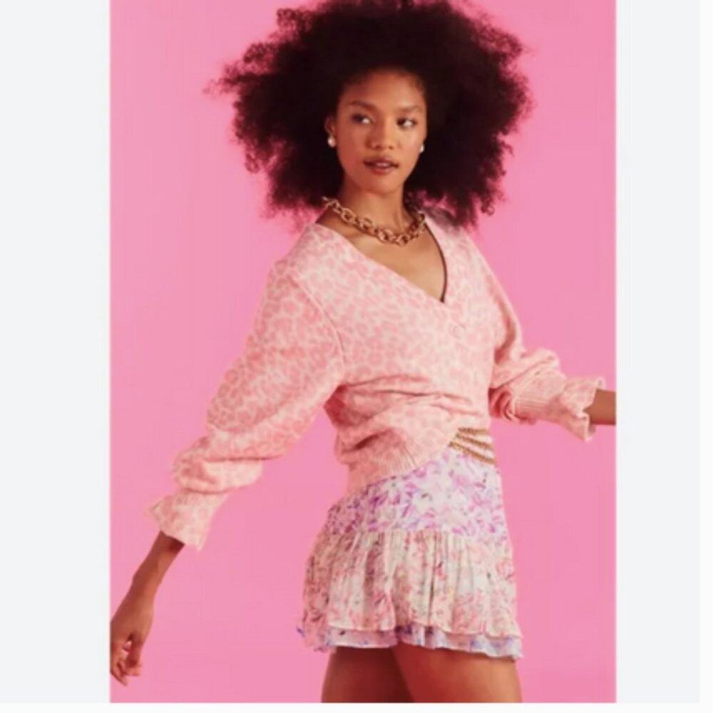 Loveshackfancy Boscom Cardigan Xs Leopard Print R… - image 2